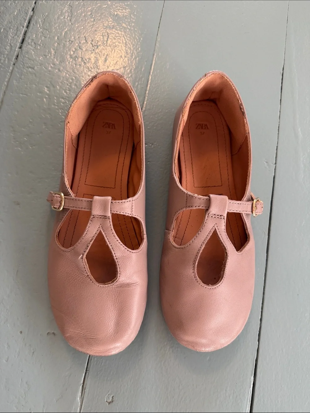 Zara Girls Blush T-Strap Dress Shoes size 37